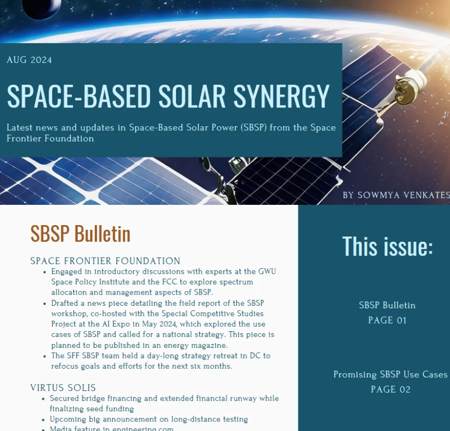 SBSP Bulletin Space Frontier Foundation Updates