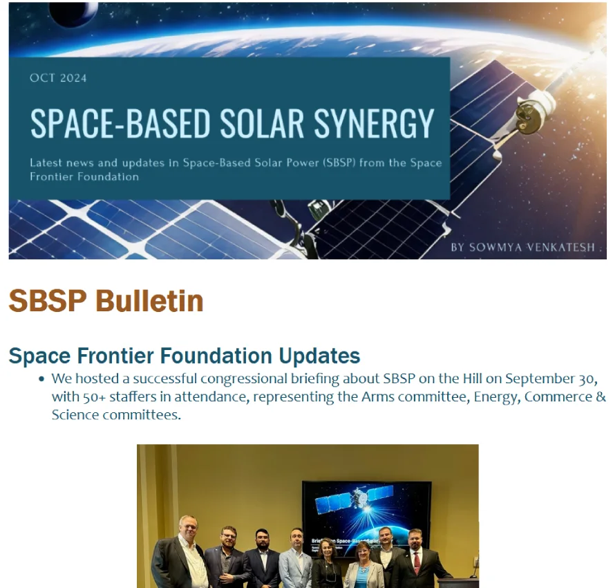 SBSP Bulletin Space Frontier Foundation Updates